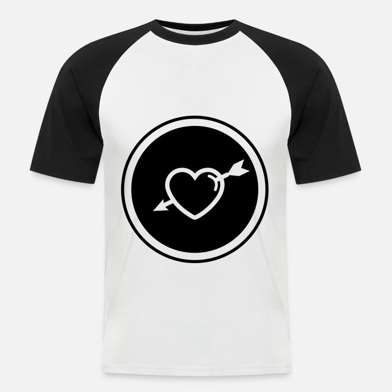 Herz symbol pfeil - Männer Baseball-T-Shirt - Weiß/Schwarz