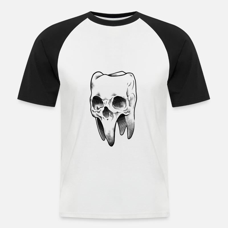 Die Zähne des Todes - Männer Baseball-T-Shirt - Weiß/Schwarz