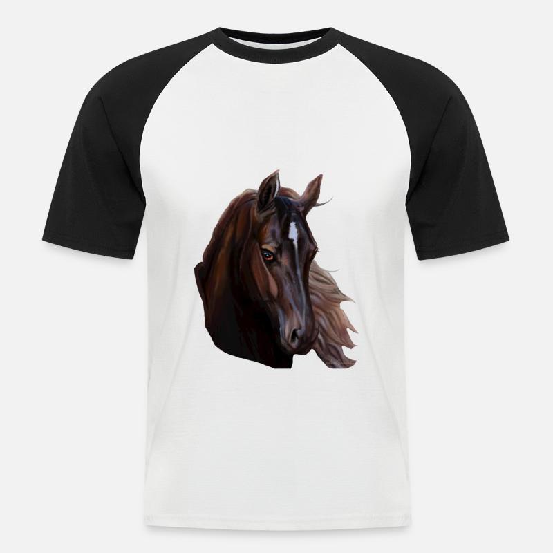 cavallo - Maglia da baseball a manica corta da uomo - bianco/nero