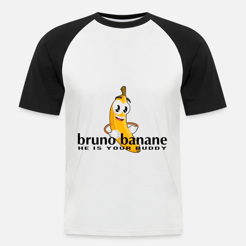 Bruno Banane (schwarz) - Männer Baseball-T-Shirt - Weiß/Schwarz
