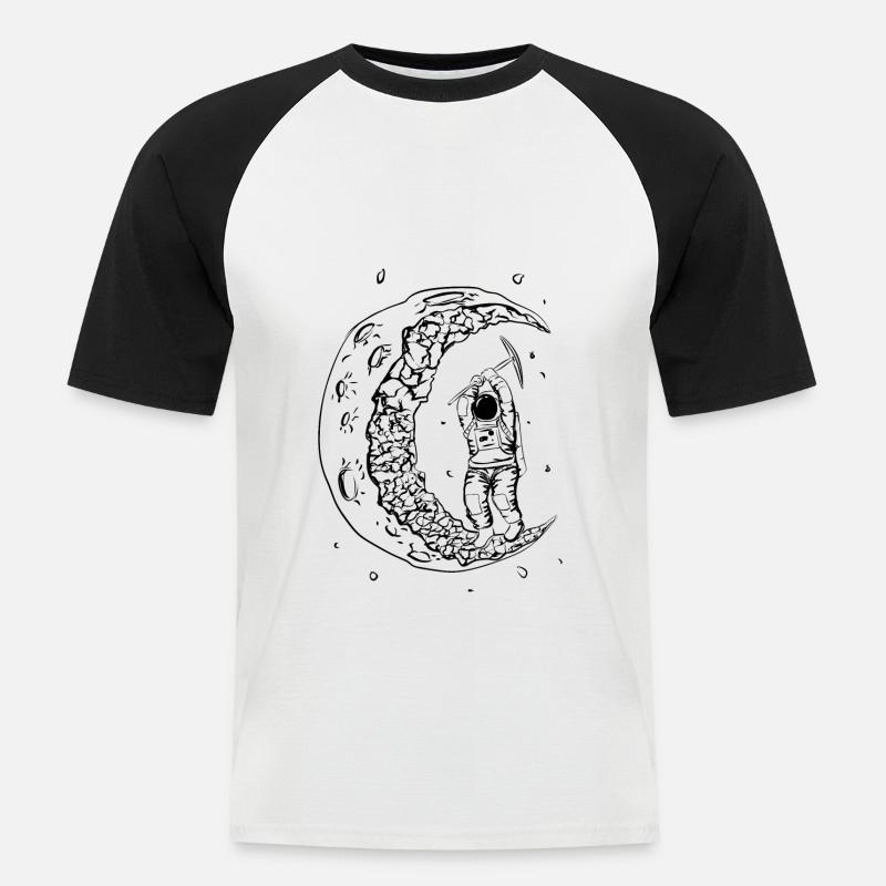 Astronaut On The Moon - Männer Baseball-T-Shirt - Weiß/Schwarz