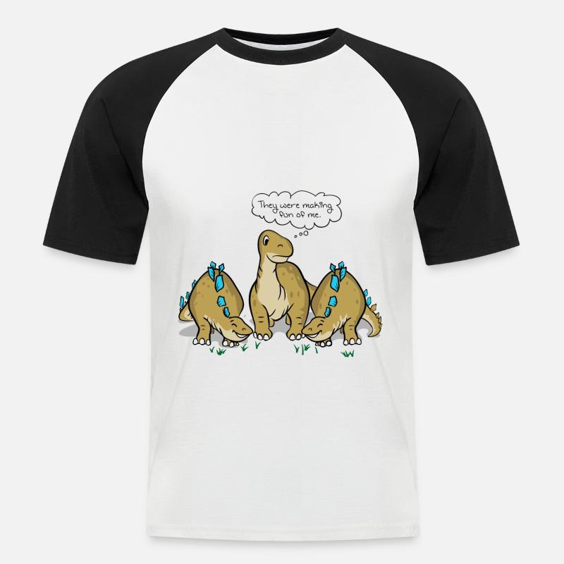 Dinosaurs Making Fun - Männer Baseball-T-Shirt - Weiß/Schwarz