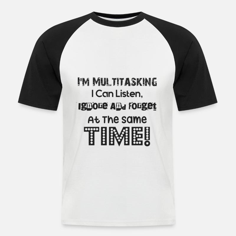 ADHS - Ich bin Multitasking - Männer Baseball-T-Shirt - Weiß/Schwarz