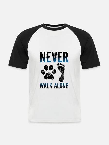 Never walk alone - Men's Baseball T-Shirt - white/black