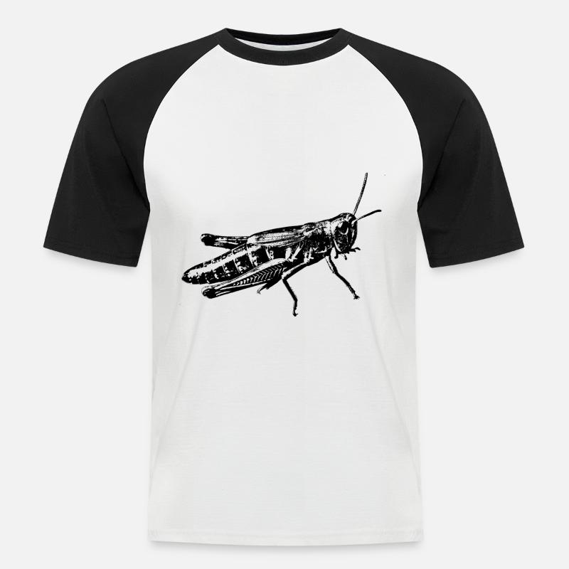 grasshopper graphic - Männer Baseball-T-Shirt - Weiß/Schwarz