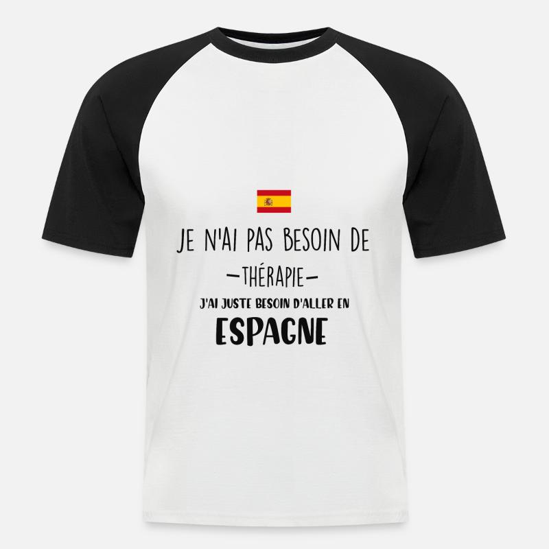 ESPAGNE - T-shirt baseball manches courtes Homme - blanc/noir