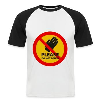 Bitte nicht berühren - Männer Baseball-T-Shirt - Weiß/Schwarz - Vorne - Nik (191cm)