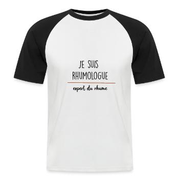 je suis rhumologue - T-shirt baseball manches courtes Homme - blanc/noir - Devant - Nik (191cm)