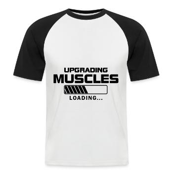 Muskler ladda laddning uppgradera gym roligt - Kortärmad basebolltröja herr - vit/svart - Fram - Nik (191cm)
