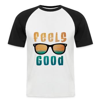Feels good - Men's Baseball T-Shirt - white/black - Front - Nik (191cm)