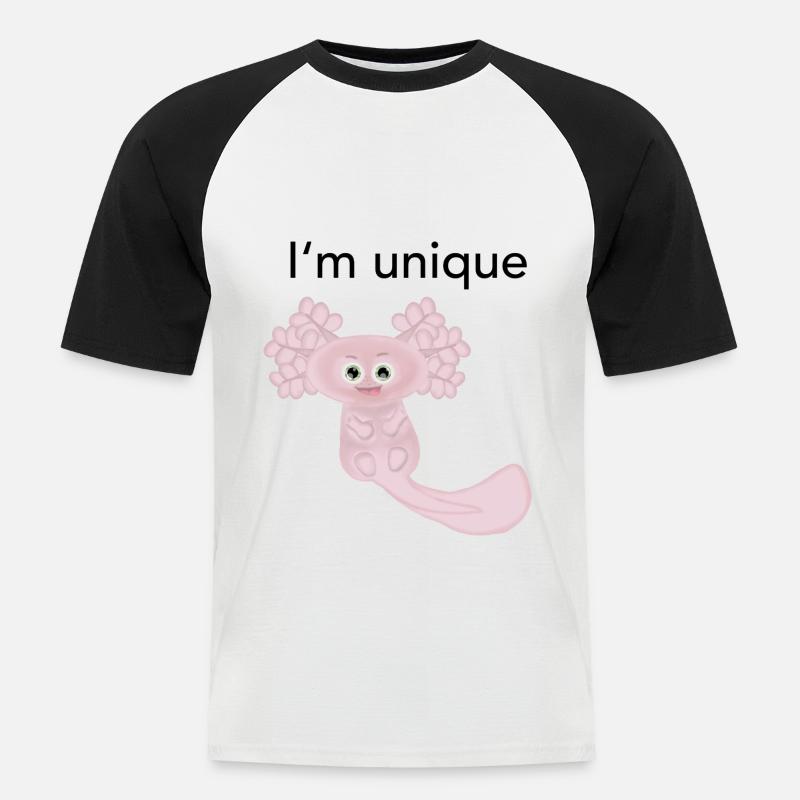 Ich bin einzigartig Axolotl - Männer Baseball-T-Shirt - Weiß/Schwarz