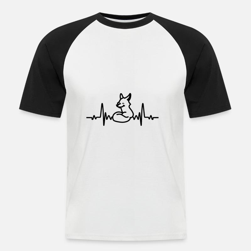 Herzschlag Fuchs, Geschenkidee - Männer Baseball-T-Shirt - Weiß/Schwarz