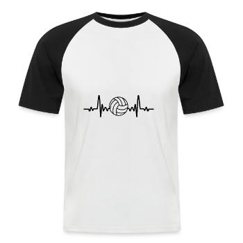 Herzschlag Volleyball, Sport, Zeichnung, Geschenk - Männer Baseball-T-Shirt - Weiß/Schwarz - Vorne - Nik (191cm)