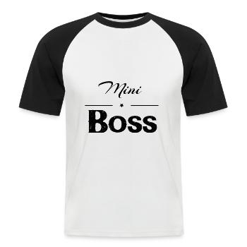 Petit patron - T-shirt baseball manches courtes Homme - blanc/noir - Devant - Nik (191cm)
