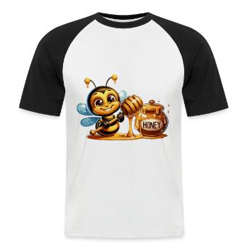 Sweet bee nibbling on the honey pot - Men's Baseball T-Shirt - white/black - Front - Nik (191cm)