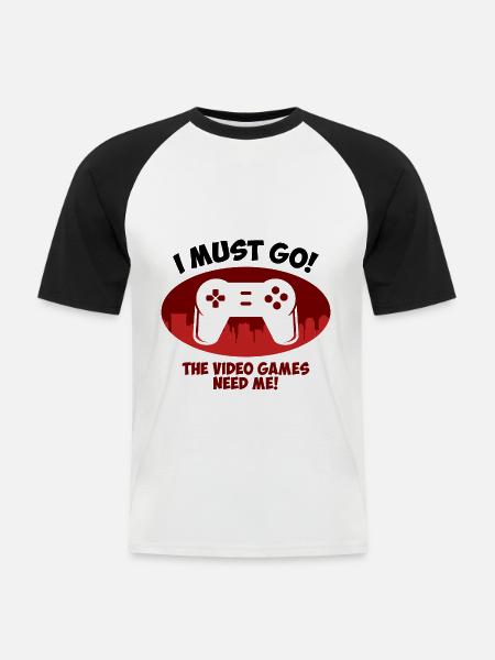 Gaming Gaming Gaming Gaming Gaming Gaming Gaming - Kortermet baseball skjorte for menn - hvit/svart
