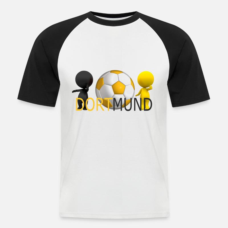 Dortmund - Männer Baseball-T-Shirt - Weiß/Schwarz