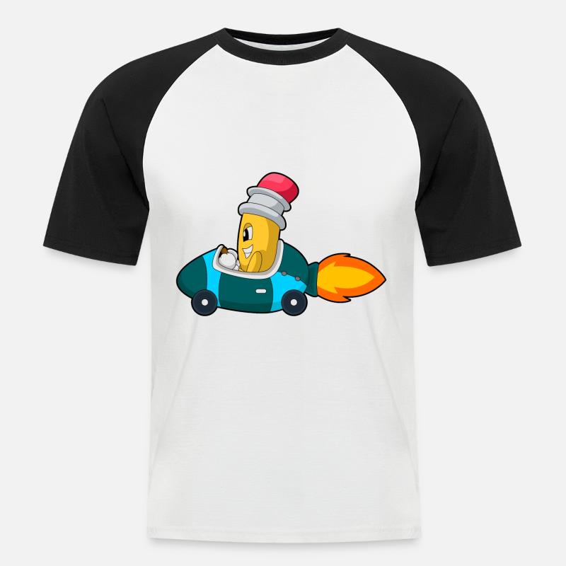 Bleistift Auto - Männer Baseball-T-Shirt - Weiß/Schwarz