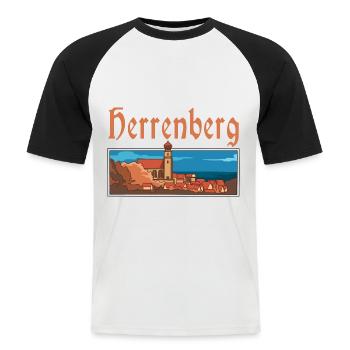 Herrenberg Stadt Altstadt Deutschland - Männer Baseball-T-Shirt - Weiß/Schwarz - Vorne - Nik (191cm)