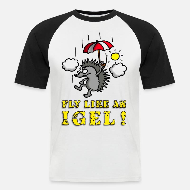 fly_like_an_igel_a - Männer Baseball-T-Shirt - Weiß/Schwarz