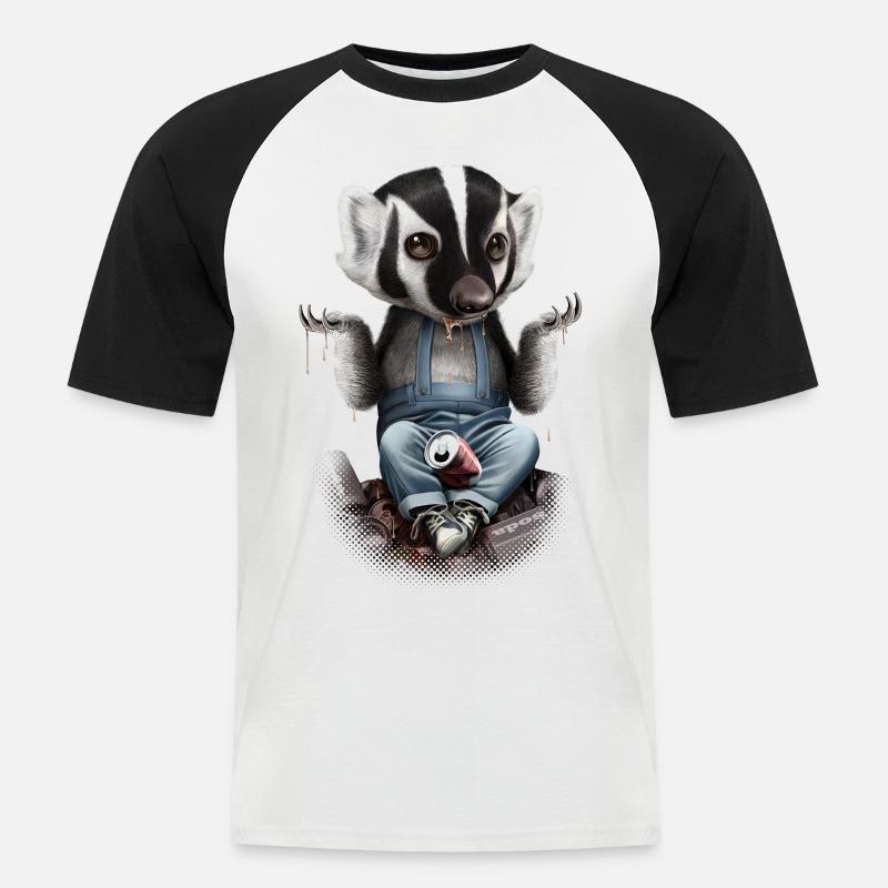HONIGDACHS SORGEN NICHT - Männer Baseball-T-Shirt - Weiß/Schwarz