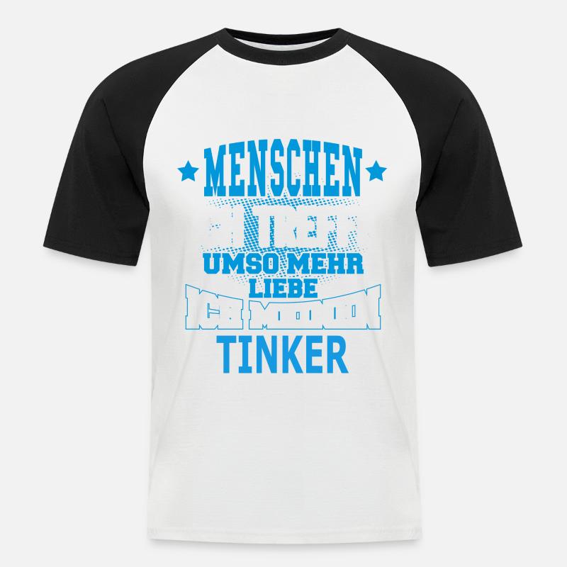 TINKER - Männer Baseball-T-Shirt - Weiß/Schwarz