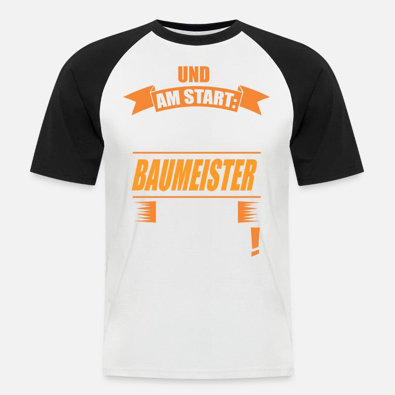 BAUMEISTER - Männer Baseball-T-Shirt - Weiß/Schwarz
