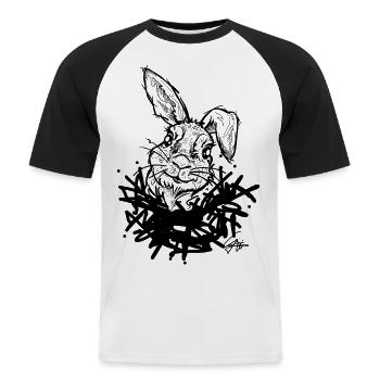 Rabbit in the nest - Men's Baseball T-Shirt - white/black - Front - Nik (191cm)
