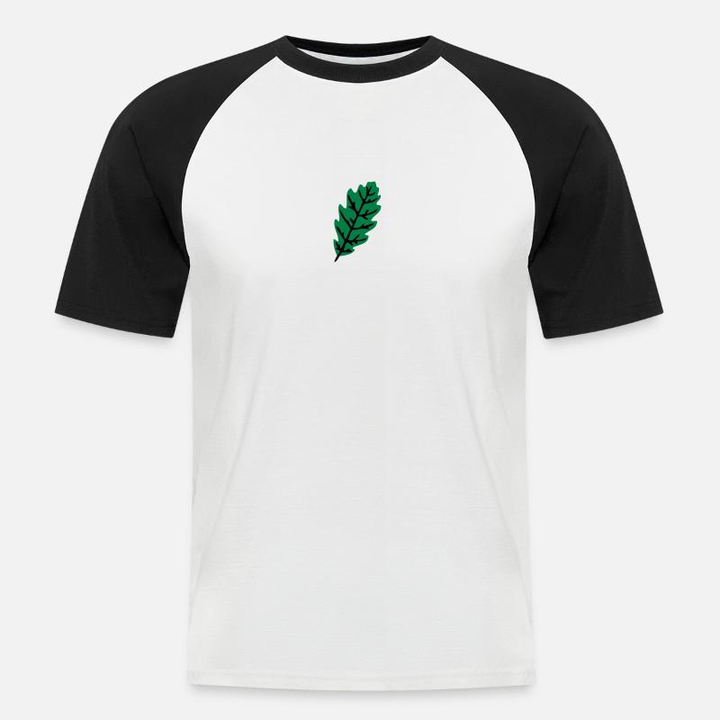Eichenlaub - Männer Baseball-T-Shirt - Weiß/Schwarz