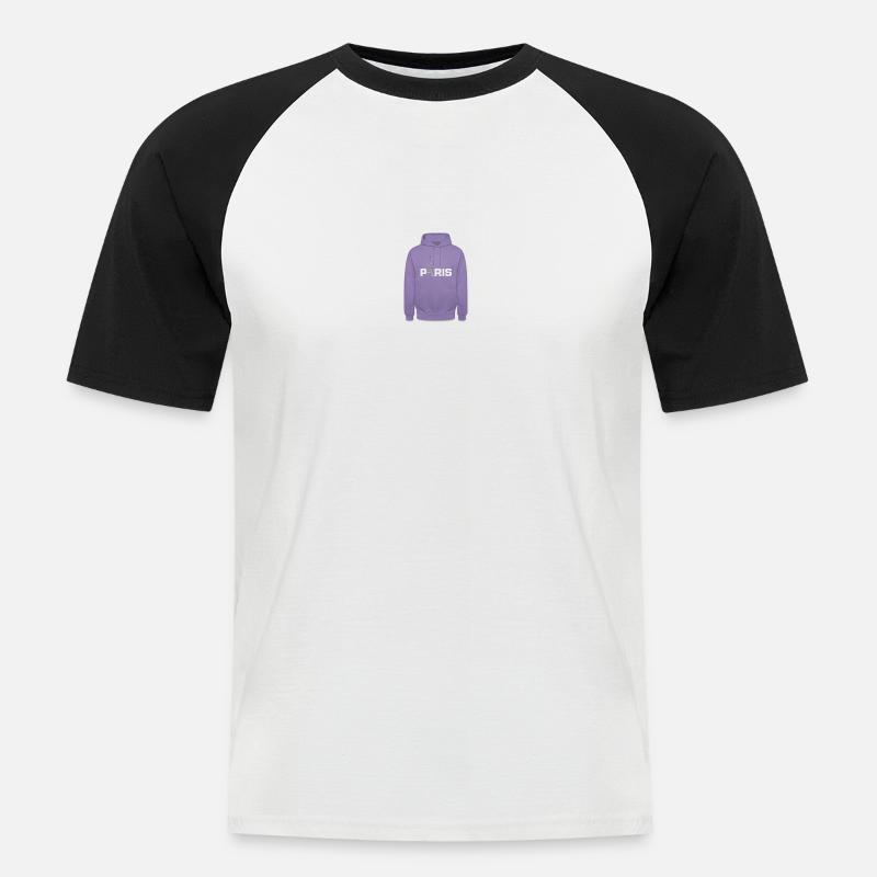 Paris Hoodie mit Eiffelturm - Männer Baseball-T-Shirt - Weiß/Schwarz