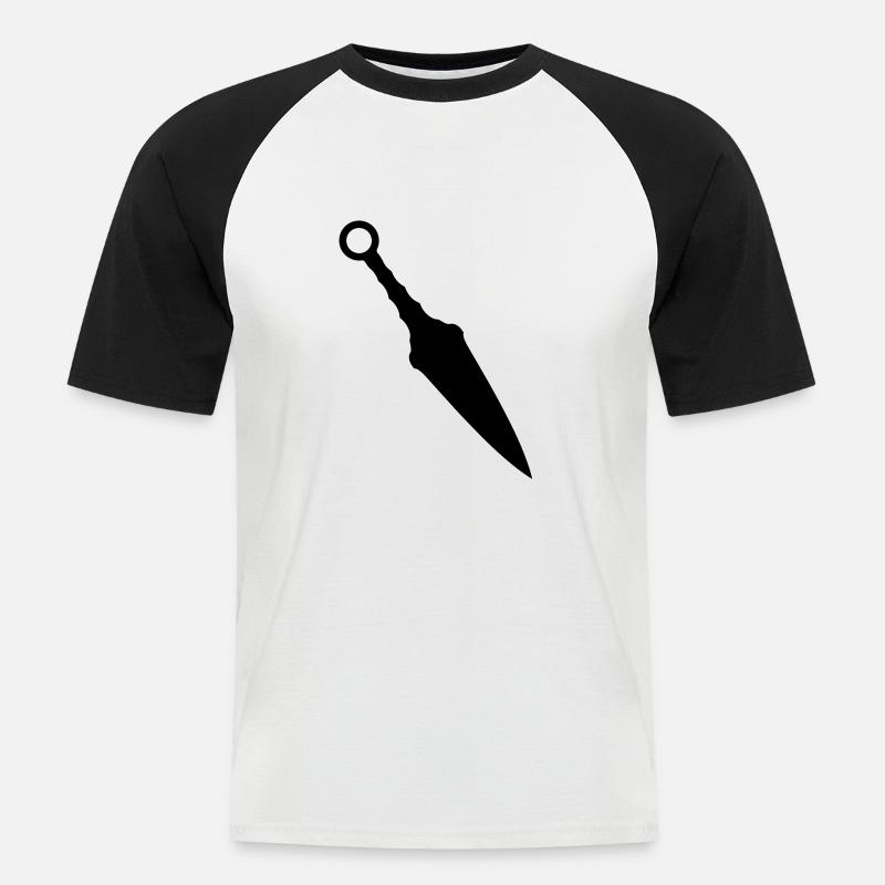 Wurfmesser 2 - Männer Baseball-T-Shirt - Weiß/Schwarz