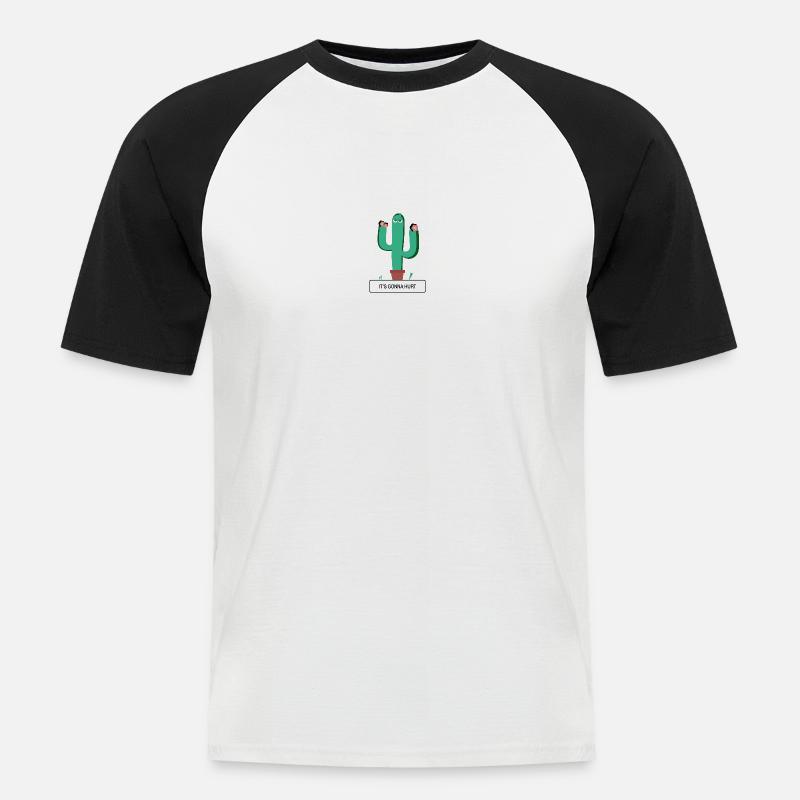 CACTUS - „Es wird weh tun“ - Männer Baseball-T-Shirt - Weiß/Schwarz