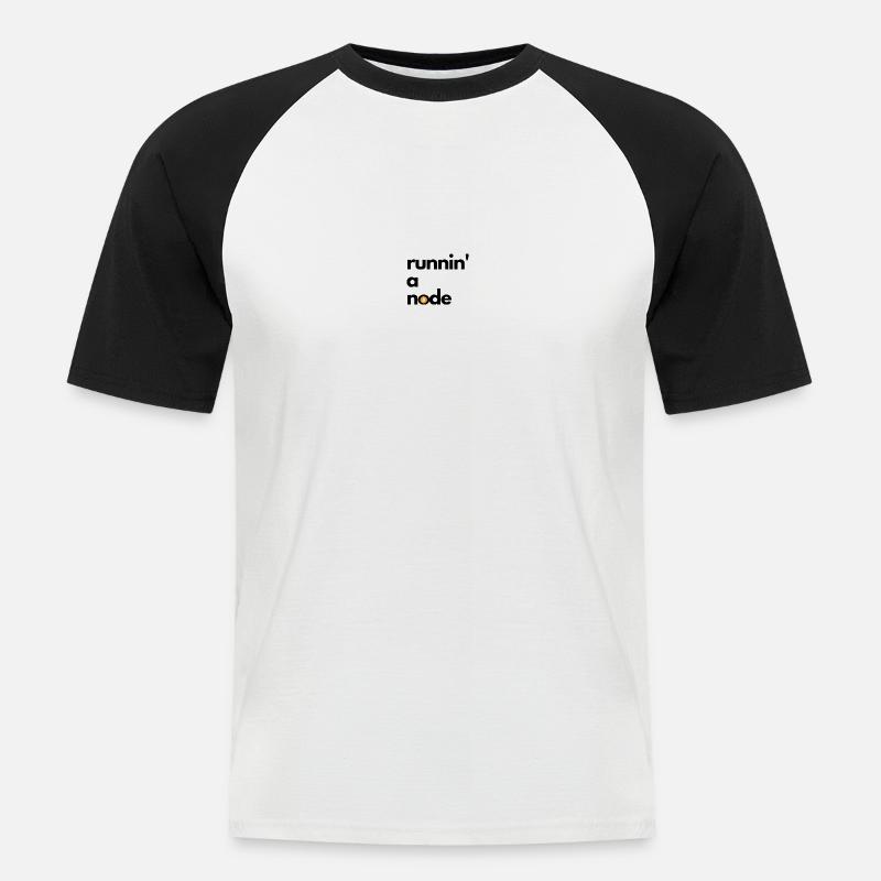 runnin' a node - Männer Baseball-T-Shirt - Weiß/Schwarz