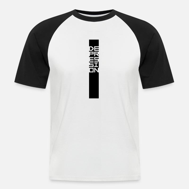 Text Balken Depression - Männer Baseball-T-Shirt - Weiß/Schwarz