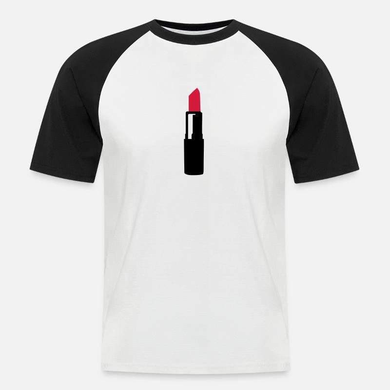 Lippenstift - Männer Baseball-T-Shirt - Weiß/Schwarz