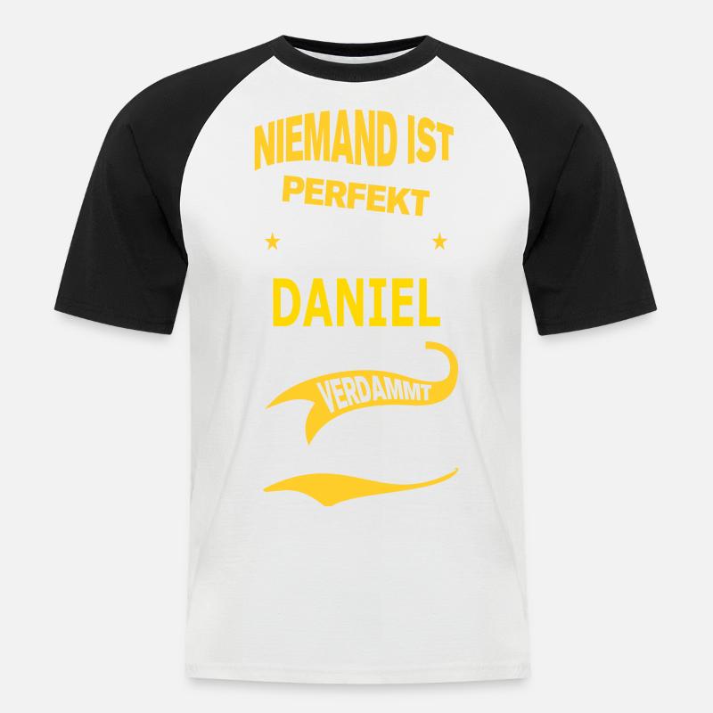 DANIEL - Männer Baseball-T-Shirt - Weiß/Schwarz