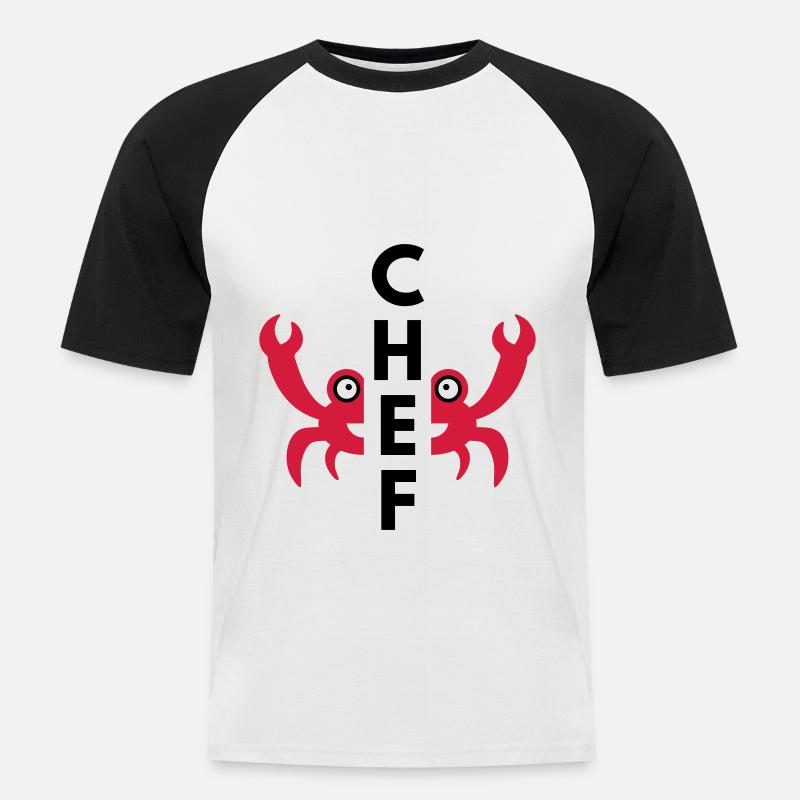 Chef (geteilte Krabbe) - Männer Baseball-T-Shirt - Weiß/Schwarz
