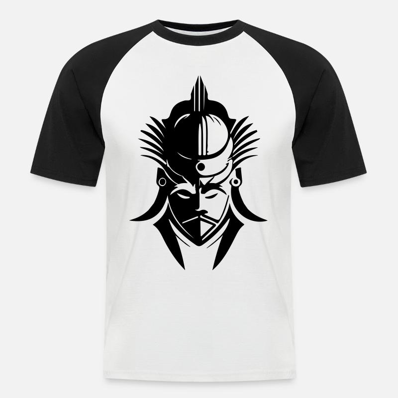 Samurai Head - Men's Baseball T-Shirt - white/black