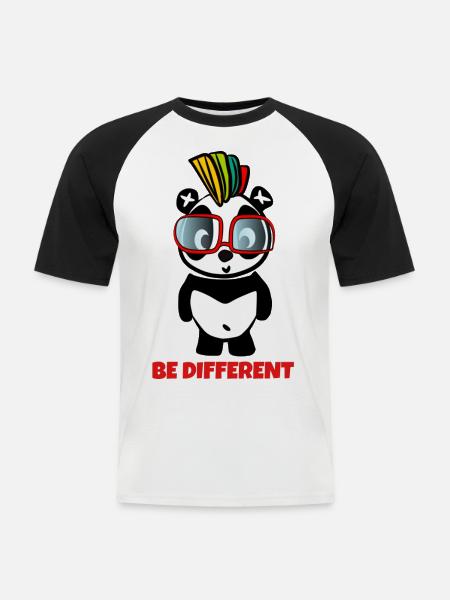 Be Different - Crazy Pandabear - Men's Baseball T-Shirt - white/black