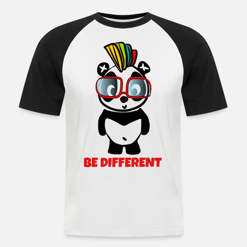 Be Different - Crazy Pandabear - Männer Baseball-T-Shirt - Weiß/Schwarz