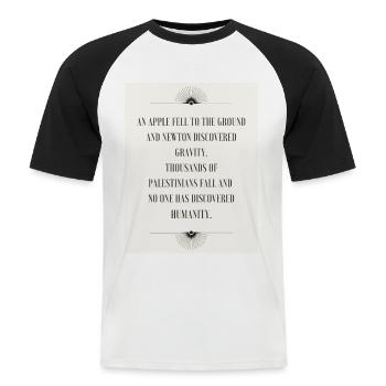 Palestina Palestina dicendo no regalo guerra - Maglia da baseball a manica corta da uomo - bianco/nero - Fronte - Nik (191cm)