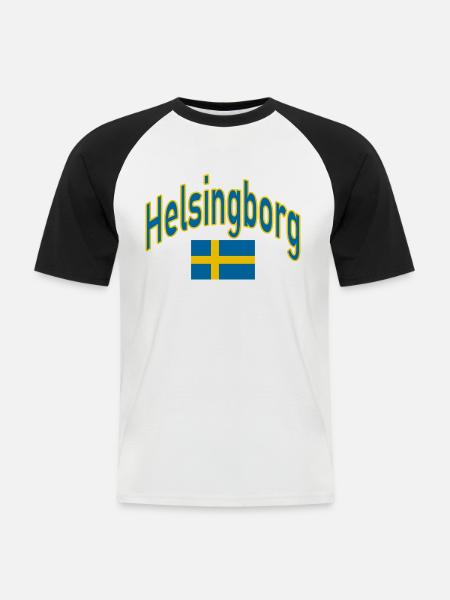 Helsingborg sweden flag - Men's Baseball T-Shirt - white/black