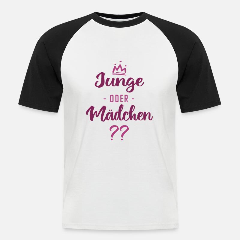 Junge oder Mädchen? Schwanger - Schwangerschaft - Männer Baseball-T-Shirt - Weiß/Schwarz