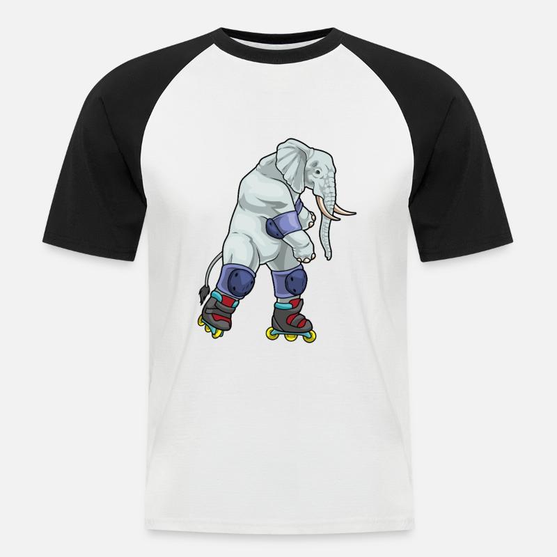 Elefant Inline skating Inline skates - Männer Baseball-T-Shirt - Weiß/Schwarz