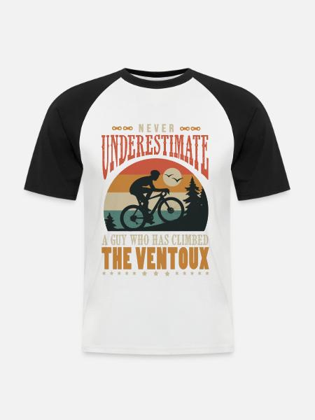 a guy who has climbed the Ventoux velo - T-shirt baseball manches courtes Homme - blanc/noir