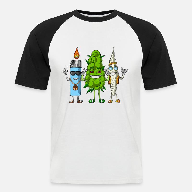 Weed Bud Lighter Joint - Männer Baseball-T-Shirt - Weiß/Schwarz