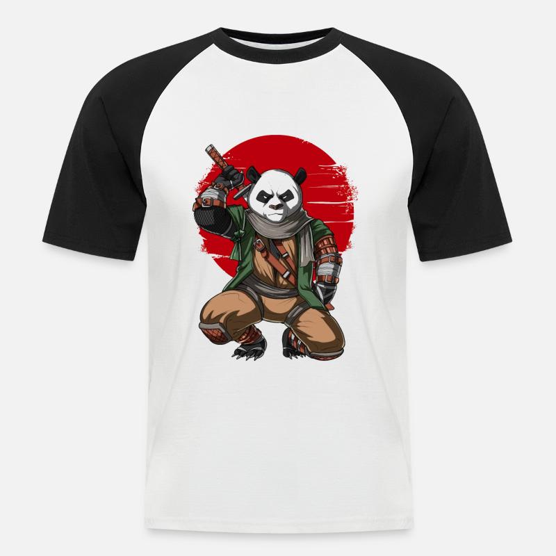 Panda Bär Ninja Samurai - Männer Baseball-T-Shirt - Weiß/Schwarz