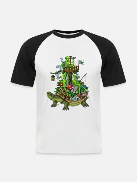 Psychedelic Aliens Trip - Männer Baseball-T-Shirt - Weiß/Schwarz