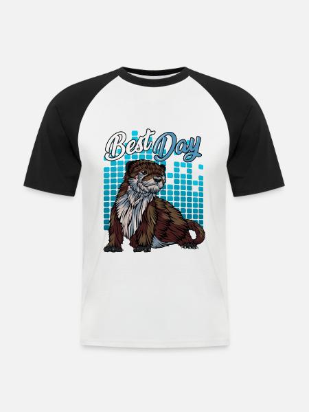 Modern Fleckenhalsotter | Waldbewohner Geschenk - Männer Baseball-T-Shirt - Weiß/Schwarz