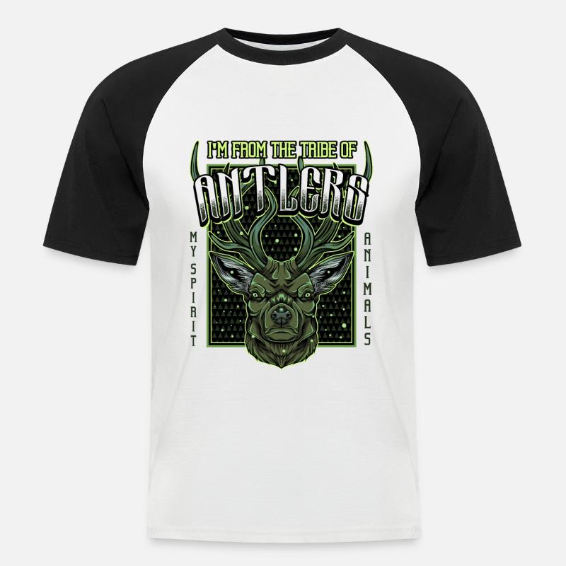 Modern Hirschkopf | Waldtier Rehbock Geschenkidee - Männer Baseball-T-Shirt - Weiß/Schwarz